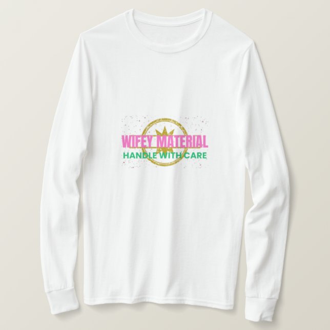 Camiseta Longa Minimalista Material da Esposa (Frente do Design)