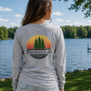 Camiseta longa pôr do sol no lago Deerwood