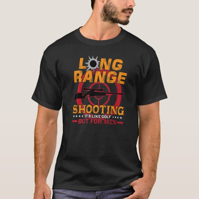 Camiseta Longas Faixas Atirando É Como Golfe Mas Para Homen (Frente)