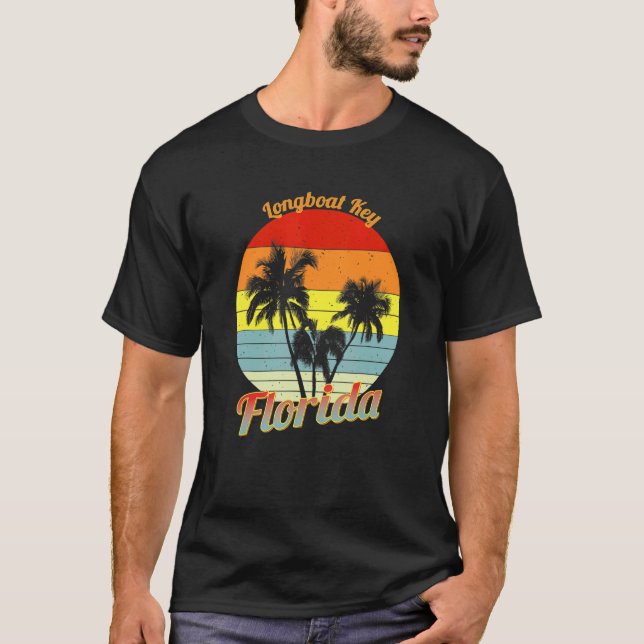 Camiseta Longboat Key Florida Retro Tropical Palm Trees Vac (Frente)