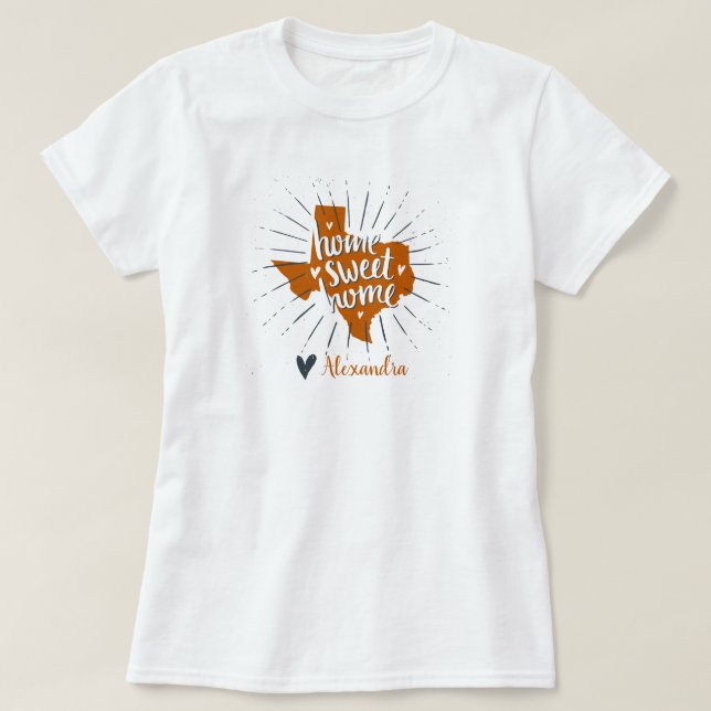 Camiseta Longhorn Burnt Orange Home Sweet Home - Texas (Frente do Design)