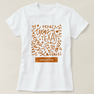 Camiseta Longhorn Burnt Orange Texas Doodle Pattern