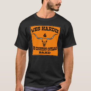 Camiseta longhorn foragido e guitarra do país do hardin do