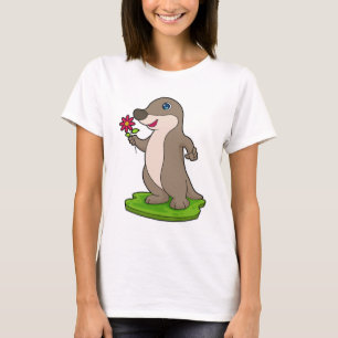 Camiseta Lontra com Flor