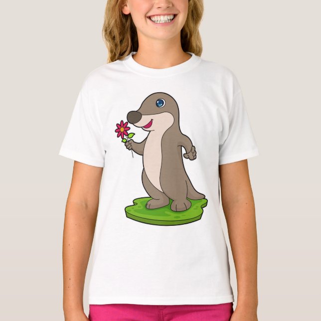 Camiseta Lontra com Flor (Frente)