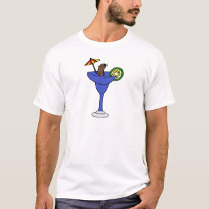 Camiseta Lontra de mar engraçada na bebida azul de