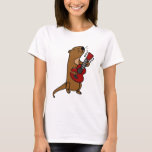 Camiseta Lontra de mar engraçada que joga a guitarra<br><div class="desc">A lontra de mar engraçada adorável que joga um design original da arte da guitarra vermelha é ideal para amantes da lontra.</div>