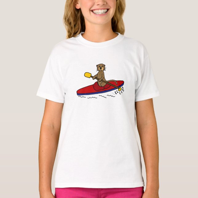Camiseta Lontra engraçada que Kayaking (Frente)