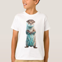 Lontra Infantil Caprichosa com Salpicos de Azul