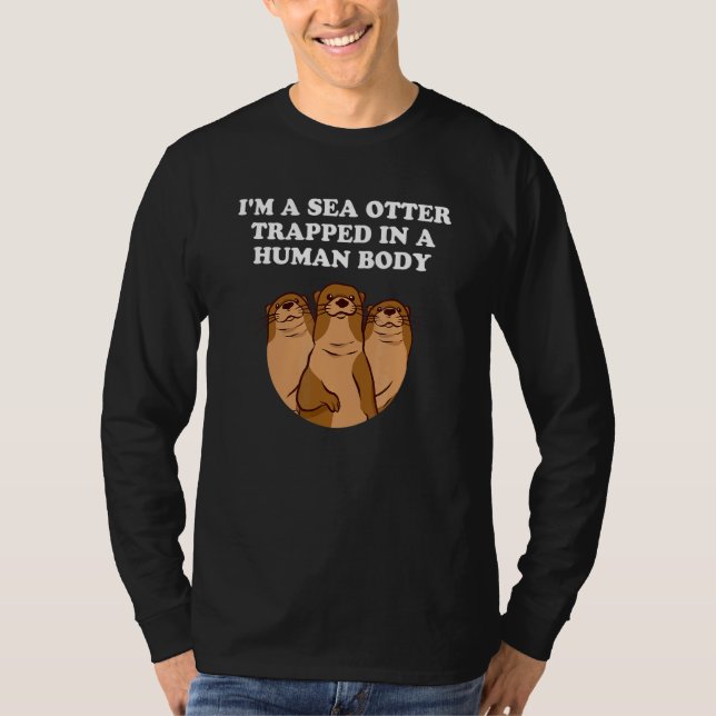 Camiseta Lontra-Mar Num Corpo Humano Fã-Seca (Frente)
