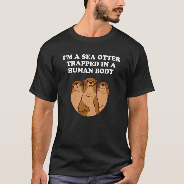 Camiseta Lontra-Mar Num Corpo Humano Fã-Seca (Frente)
