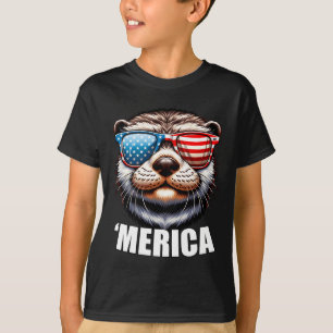 Camiseta Lontra Marinha Americana Engraçada Patriótica Amer
