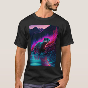 Camiseta Lontra Marinha Legal Synthwave Lontra Errante  1