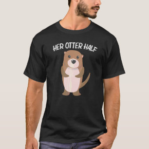 Camiseta Lontra Para Homens Pai Aquático Filhote Doninha Ri