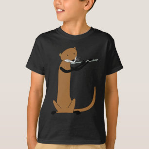 Camiseta Lontra que joga a flauta