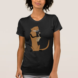 Camiseta Lontra que joga o saxofone