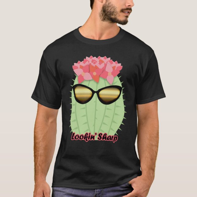 Camiseta Lookin' Sharp Blooming Cactus with Sunglasses (Frente)