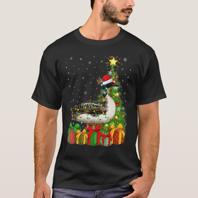 Camiseta Loon Bird   Xmas Holiday Santa Loon Bird Christmas (Frente)