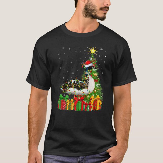 Camiseta Loon Bird  Xmas Holiday Santa Loon Bird Christmas  (Frente)