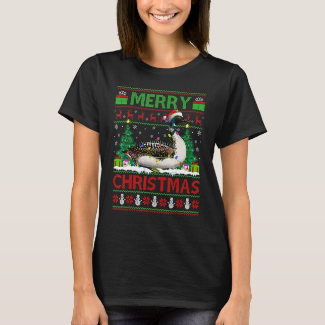 Camiseta Loon Bird   Xmas Tree Lights Ugly Santa Loon Chris (Frente)
