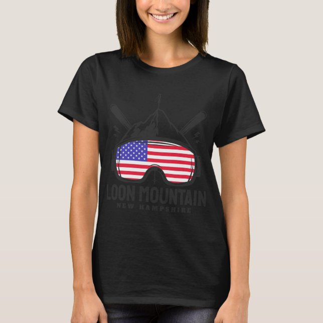 Camiseta Loon Mountain New Hampshire Usa Ski Retro Skiing  (Frente)