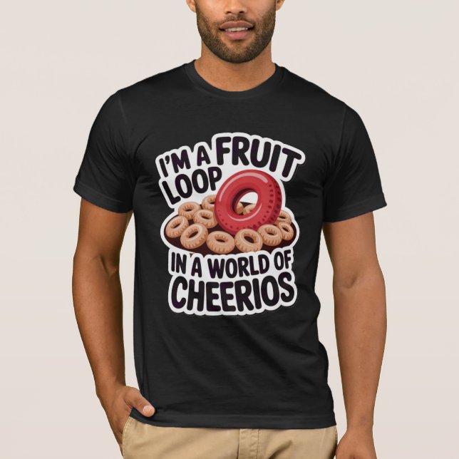Camiseta Loop de fruta em um mundo de Cheerios (Frente)