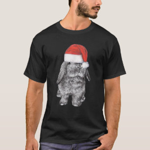 Camiseta Lop Eared Coelho Em Santa Claus Ha De Natal