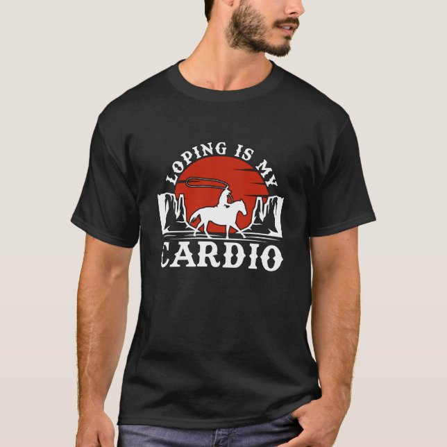 Camiseta Loping É Meu Cardio Cavalgada Ocidental Rodeio Cor (Frente)