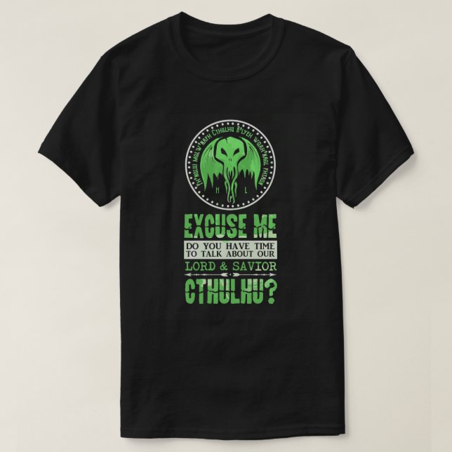Camiseta Lord and Savior Cthulhu Sarcastic Religion Parody  (Frente do Design)