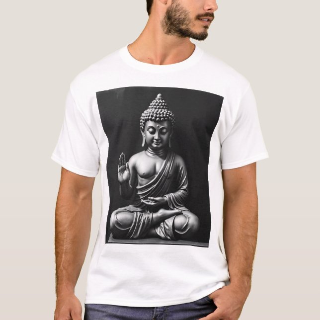 Camiseta Lord Buddha - Retrato de Arte Carvões (Frente)
