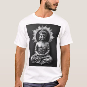 Camiseta Lord Buddha - Retrato de Arte do Carvão Sereno