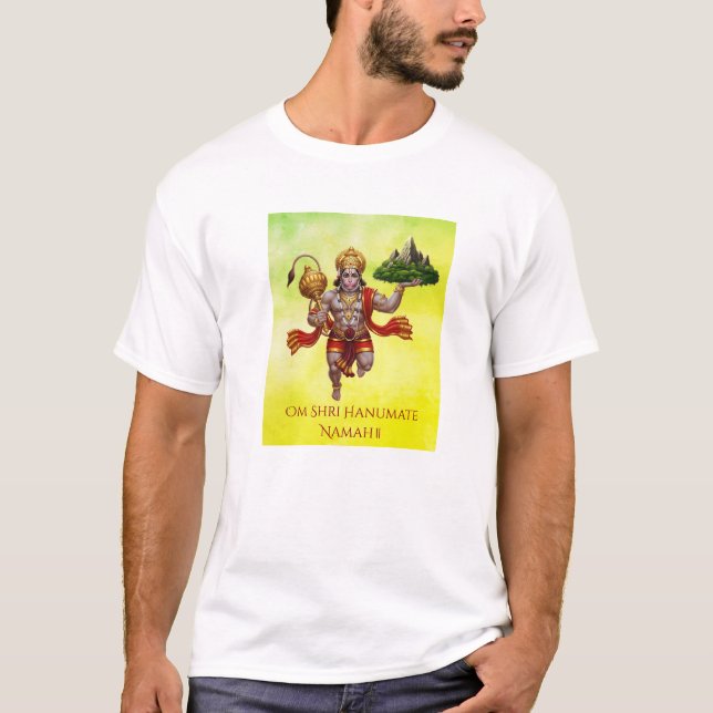 Camiseta Lord Hanuman Voando Levantando Montanha (Frente)