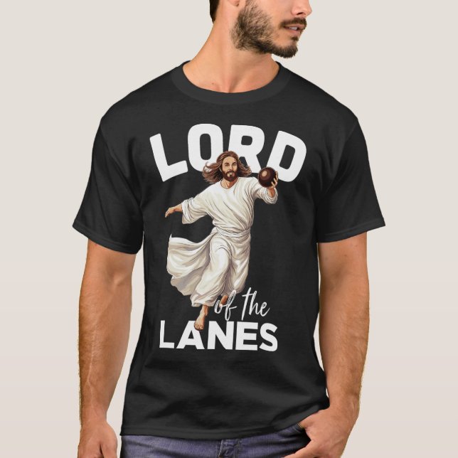 Camiseta Lord Lanes Funny Christian Cristo Gutter Boliche L (Frente)