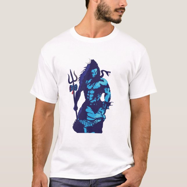 Camiseta Lord Shiva Art Angry Trishul Mahadev Hindu god (Frente)