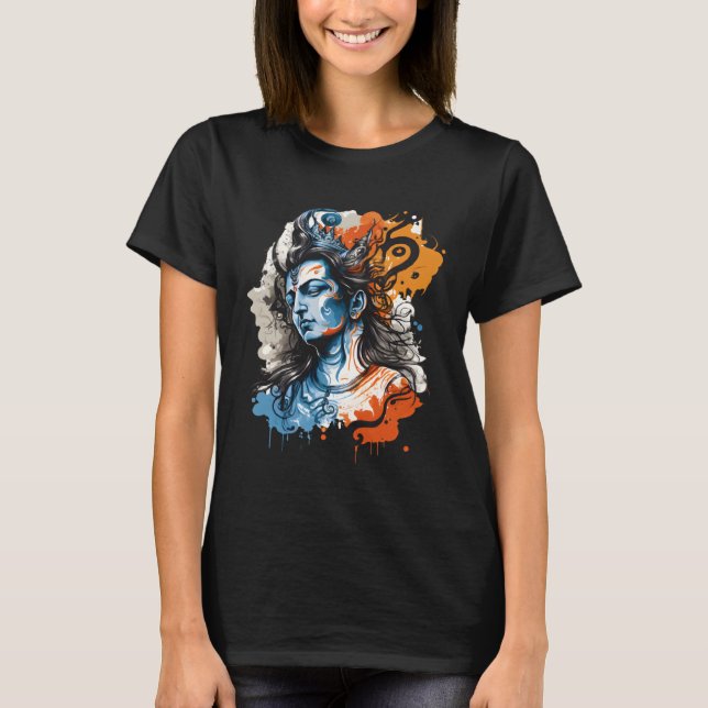 Camiseta Lord Shiva Hindu Deus Ink Effect Splatter (Frente)