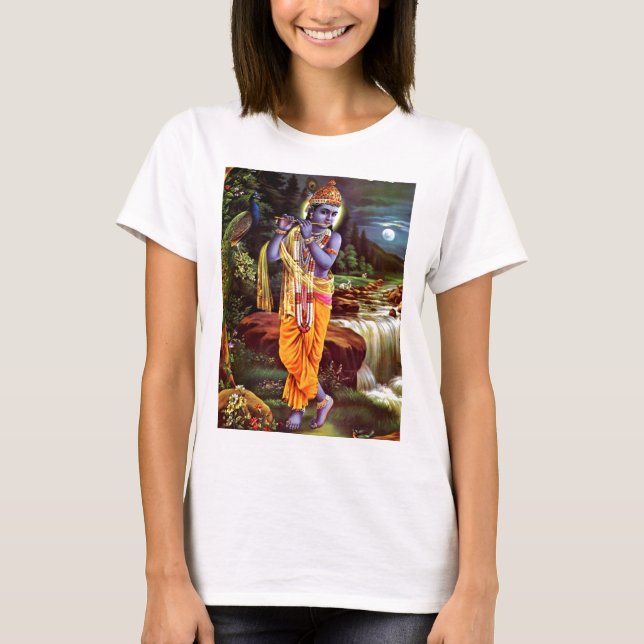 Camiseta Lorde Krishna com Flute Hindu Deus (Frente)