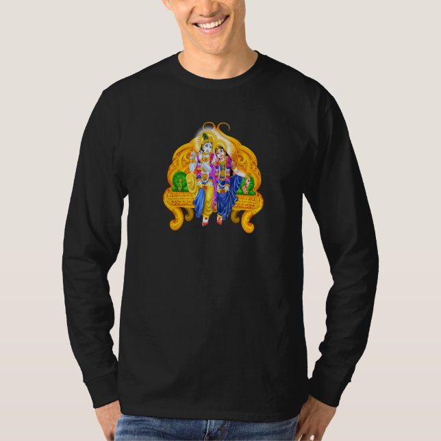 Camiseta Lorde Krishna E Devi Radha Meditação Hindu Deity (Frente)
