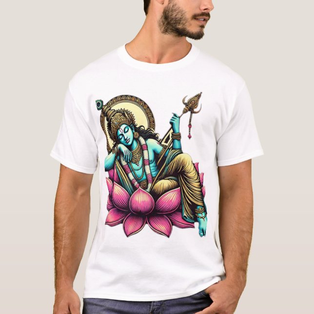 Camiseta "Lorde Vishnu Descansando no Lotus: Símbolo de Cos (Frente)
