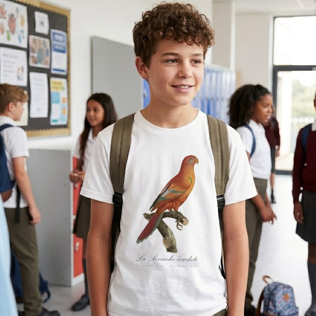 Camiseta Lóri-de-bornéu, Trichoglossus borneus (Red Lory or Eos Bornea, Trichoglossus borneus. Boy Basic White T-Shirt)