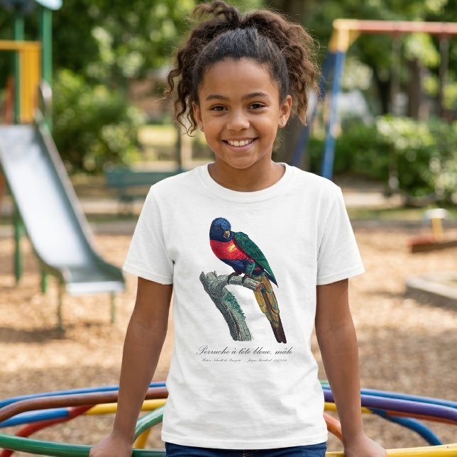 Camiseta Loriqueet Arco-íris Macho, Trichoglossus Moluccanu (Rainbow Lorikeet Male, Trichoglossus Moluccanus. Girl Basic White T-Shirt)