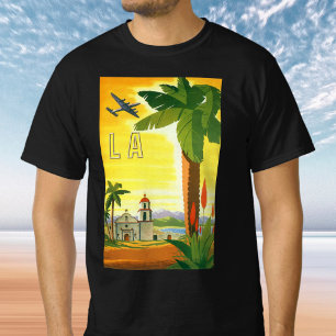 Camiseta Los Angeles Antigo, Missão da Califórnia com Palme
