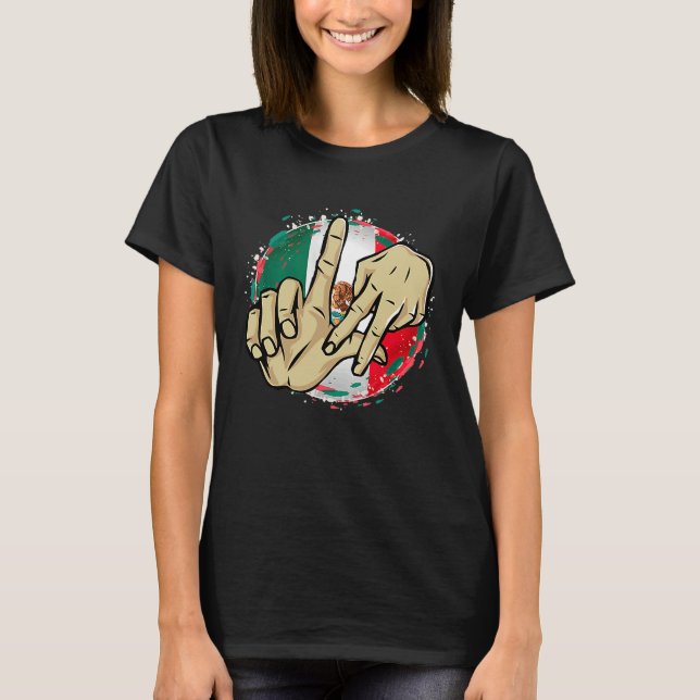 Camiseta Los Angeles California Chicano Mexico Flag LA Hand (Frente)