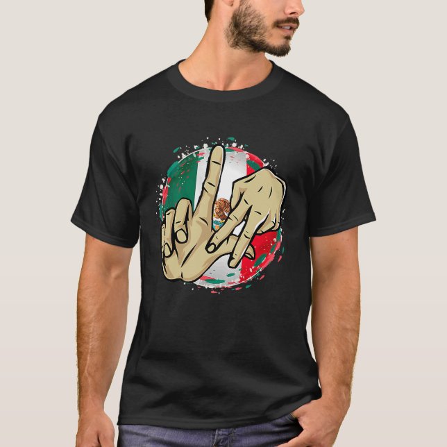 Camiseta Los Angeles California Chicano Mexico Flag LA Hand (Frente)