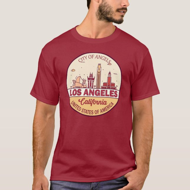 Camiseta Los Angeles California City Skyline Emblem (Frente)