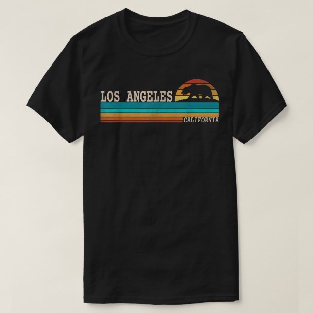 Camiseta Los Angeles California State Bear Retro Sunset (Frente do Design)