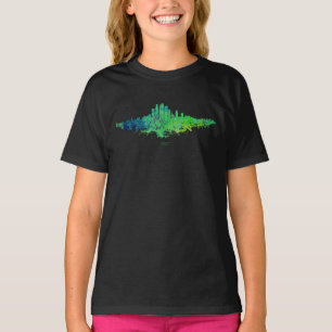 Camiseta Los Angeles City Skyline - Verde limão Azul