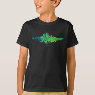 Camiseta Los Angeles City Skyline - Verde limão Azul