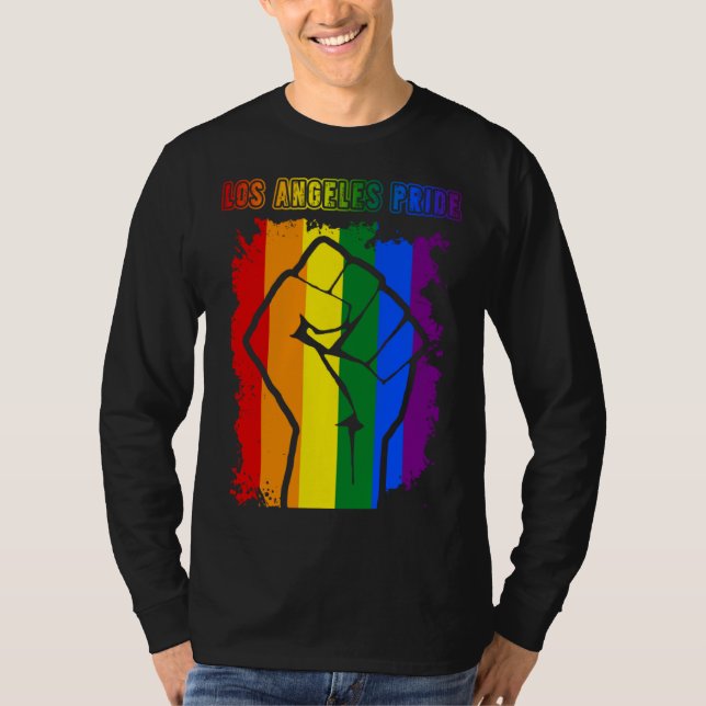 Camiseta Los Angeles LGBT Pride Month LGBTQ Rainbow Flag (Frente)