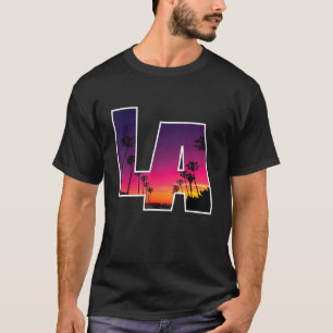 Camiseta Los Angeles Skyline La Sunset California Palm Tree