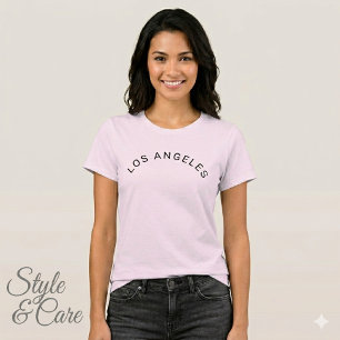 Camiseta Los Angeles Texto Marca Rosa Pálido Ajust